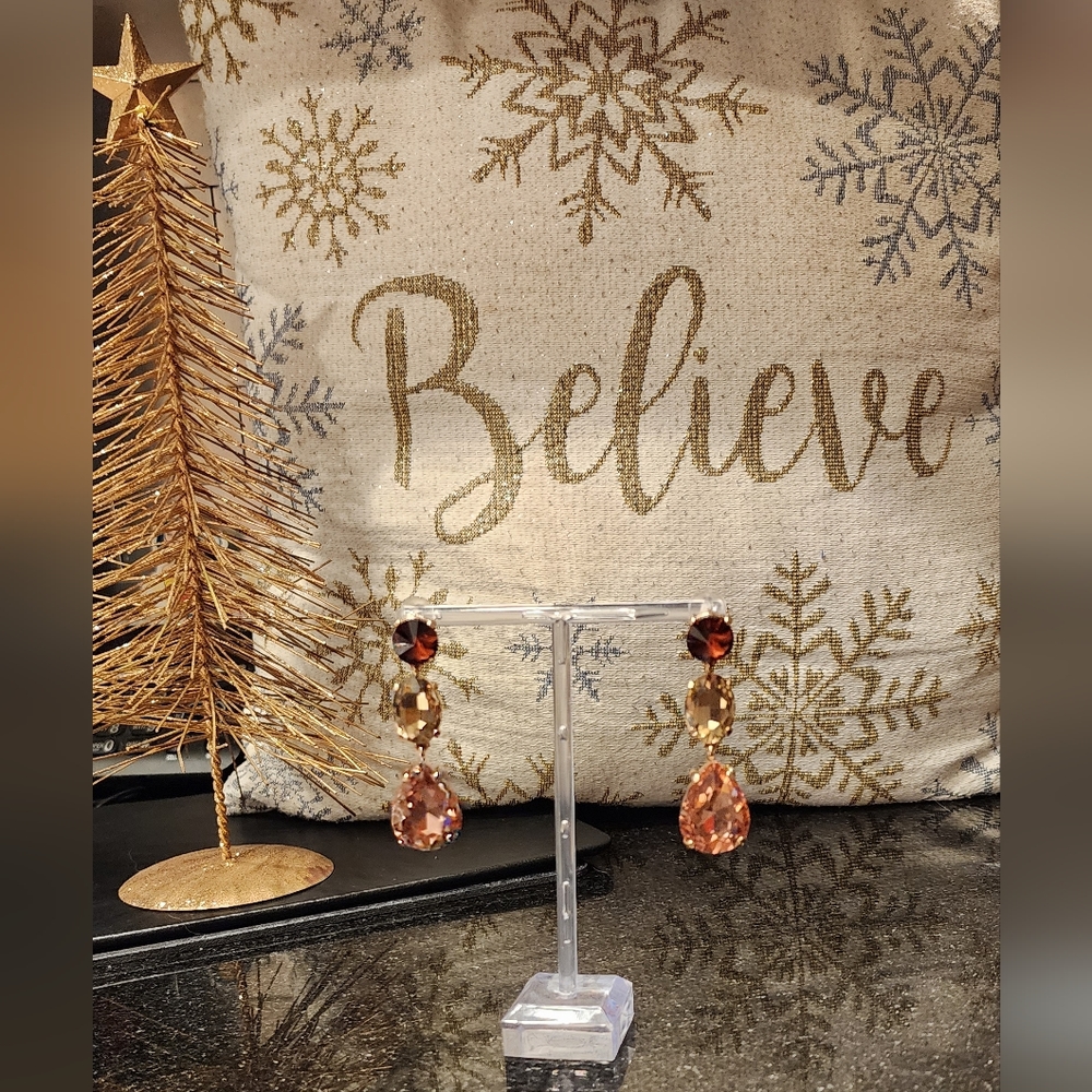 Jeweled drop earrings for pierced ears